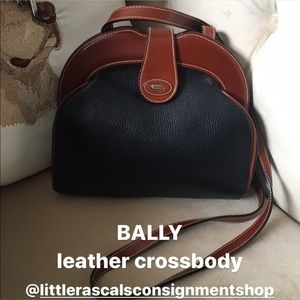 BALLY Italian pebbled leather crossbody handbag